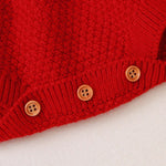 Baby Girl Contrast Graphic Ruffle Neck Design Long Sleeve Knitted Onesies