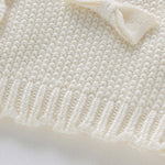 Baby Girl Solid Color Bow Tie Patched Design Sweet Knitted Cardigan
