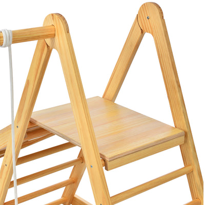Wooden Swing and Slide Set Indoor Foldable Climbing Playground Playset for Kids; Wooden Climbing Toys with Rock Climb Ramp for Toddlers