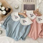 Baby Flower Embroidery Pattern Ruffle Doll Neck Long Sleeves Hoodies