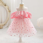 Baby Girl Sequin Patched Design Mesh Patchwork Formal Princess Dress