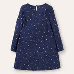 Baby Girl Astronaut & Star Pattern Long Sleeves A-Line Dress