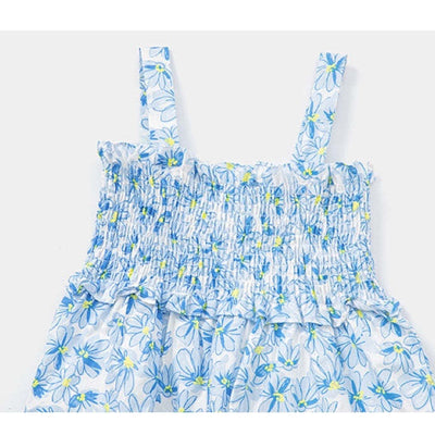 Kids Floral Graphic Layered Design Shirred Dress In Summer