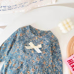 Baby Girl Ditsy Flower Pattern Bow Patched Design Korean Style Onesies