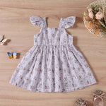 Baby Girl Ditsy Floral Print Butoon Front Butterfly Sleeve Dress