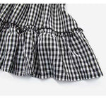 Girls Plaid Graphic Belted Bow Tie Design Ruffle Sleeve Dress