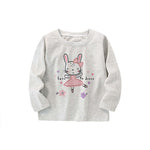 Baby Girl Cartoon Bunny Print Pattern Crewneck Cotton Shirt