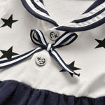 Baby Girl Star Pattern Striped Hem Design Long Sleeved Sailor Style Dress