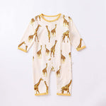 Baby Animal Print Pattern Full Button Design Cotton Romper