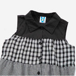 Kids Plaid Contrast Graphic Button Front Design Sleeveless Dress