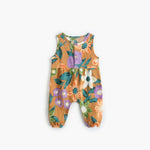 Baby Girl Floral Print Pattern Buttoned Design Sleeveless Rompers