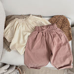 Baby Girl Solid Color Bow Decoration Design Long Pants