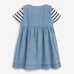 Baby Girl Cartoon Vegetable Embroidered Pattern Button Front Denim Vest Dress