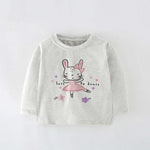 Baby Girl Cartoon Bunny Print Pattern Crewneck Cotton Shirt