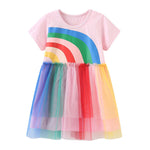 Baby Girl Mesh Patched Design Print Pattern Cute Princess Dress