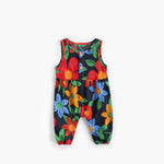 Baby Girl Floral Print Pattern Buttoned Design Sleeveless Rompers