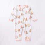 Baby Animal Print Pattern Full Button Design Cotton Romper