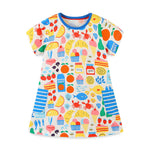 Baby Girl All Over Floral Pattern Crewneck Short Sleeve Dress
