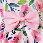 Baby Girl Flower Graphic Bow Patched Design Princess Screen Dress
