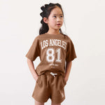 Baby Girl Print Pattern Short Sleeve Tee With Shorts Sets