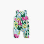 Baby Girl Floral Print Pattern Buttoned Design Sleeveless Rompers