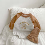 Baby Bear Print Pattern Colorblock Design Onesies