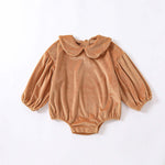Baby Solid Color Doll Neck Long Sleeve Comfy Onesies