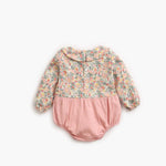 Baby Girl Floral Print Pattern False 1-Piece Design Long Sleeved Onesies