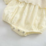 Baby Girl Solid Color Lace Design Long Sleeve Onesie