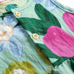 Baby Girl Floral Print Pattern Buttoned Design Sleeveless Rompers