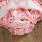 Baby Girl Flower Graphic Ruffle Design Sling Onesies Dress