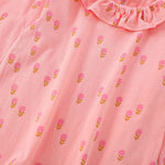 Baby Girl Floral Print Pattern Ruffle Collar Cotton Shirt