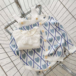 Baby Girl Heart Embroidered Pattern Spring Latest Style Onesies & Cardigan