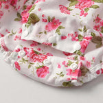 Baby Girl Floral Print Graphic Ruffle Design Sleeveless Onesies & Headband