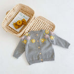 Baby Girl 1pc Floral Embroidered Graphic Single Breasted Knitted Coat Cardigan