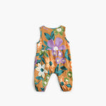 Baby Girl Floral Print Pattern Buttoned Design Sleeveless Rompers
