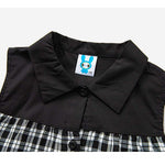 Kids Plaid Contrast Graphic Button Front Design Sleeveless Dress