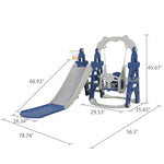 Children Slide Swing Set, 3-in-1 Combination Activity Center Freestanding Slides Playset for Kids Indoor Toddler Climbing Stairs Toy with Basketball Hoop Game Outdoor Playground XH