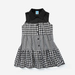 Kids Plaid Contrast Graphic Button Front Design Sleeveless Dress