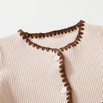 Baby Girl Ribbed Knitted Pattern Lace Patchwork Solid Romper