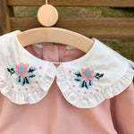 Baby Flower Embroidery Pattern Ruffle Doll Neck Long Sleeves Hoodies