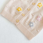 Baby Girl Floral Embroidered Graphic Button Front Design Knitted Cardigan
